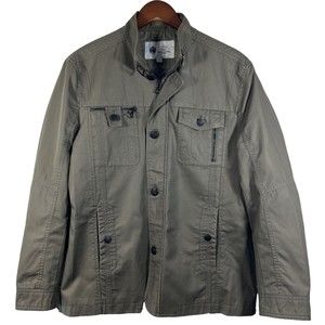 St Fanno Men’s Field Jacket Army Green Pockets Zip and Button Closure Size 50
